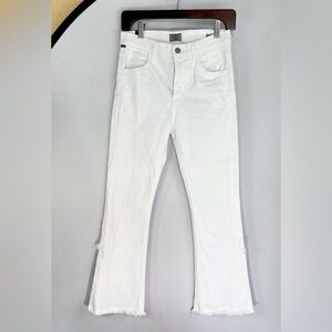Citizens of Humanity Drew Fray High Rise Cropped Flare White Denim Jeans